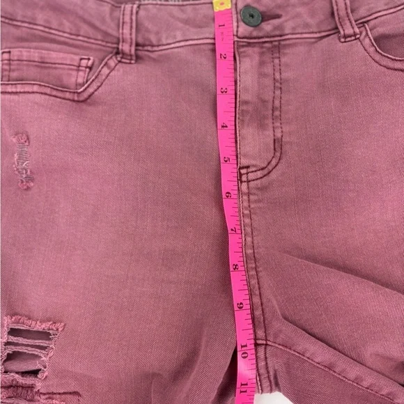 Vanilla Star Juniors burgundy Mid Rise Crop Jeans -13 - Picture 7 of 8